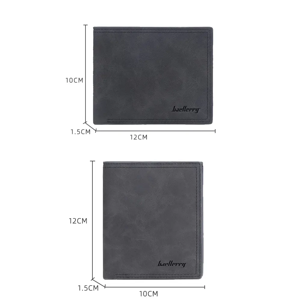Baellerry Men Wallets Simple Name Print Card Holders Classic Male Wallet High Quality PU Leather Thin Male Purse Carteria