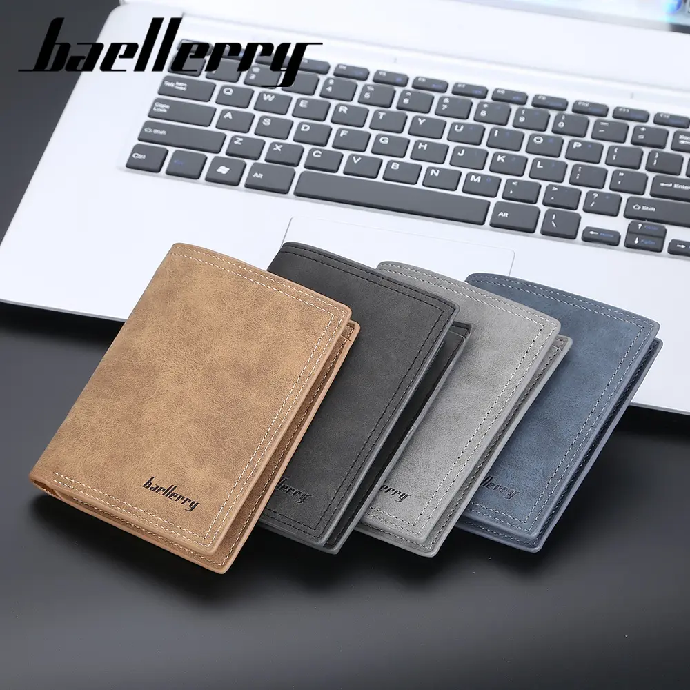 Baellerry Men Wallets Simple Name Print Card Holders Classic Male Wallet High Quality PU Leather Thin Male Purse Carteria