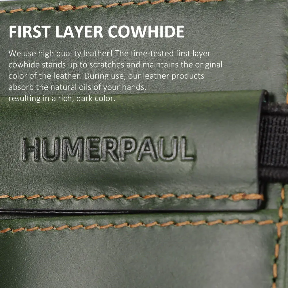 HUMERPAUL Luxurious Leather Small Card Holder Travel Slim Wallet For Men RFID Blocking Credit Retro Credit Card Purse