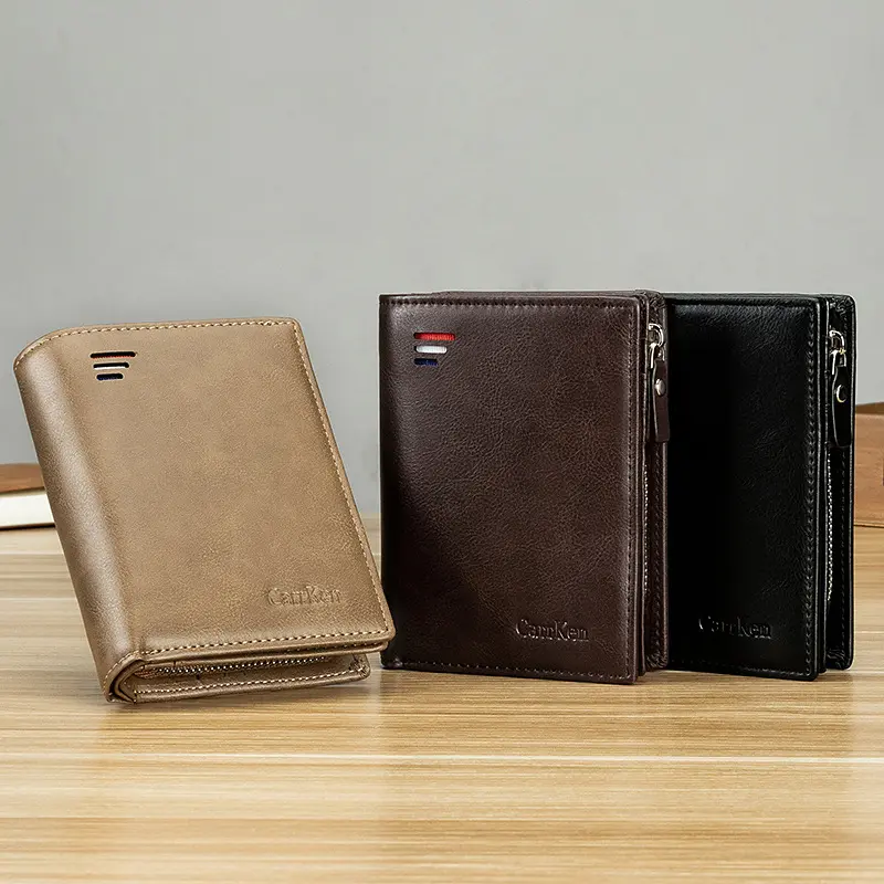 Men Short Wallet Multifunctional Credit Card Holder Zipper Coin Purse Quality PU Leather Gentleman Business Square Money Bag