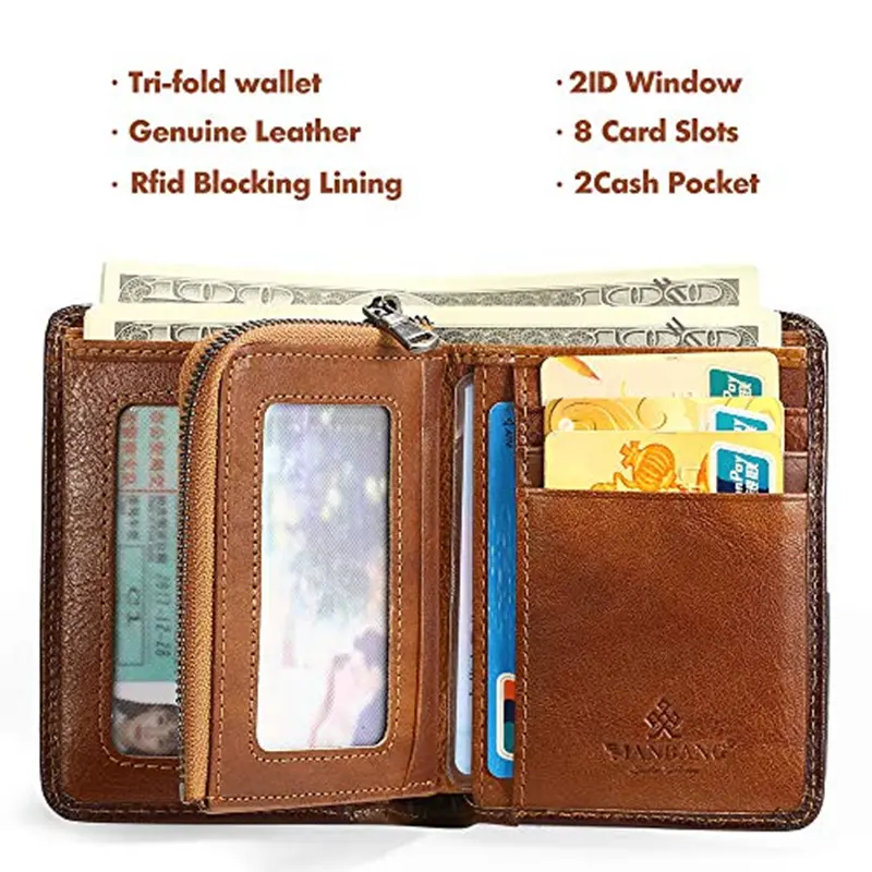 ManBang HOT Genuine Leather Men Wallet Small Mini Card Holder Male Wallet Pocket Retro purse wallet for men High Quality