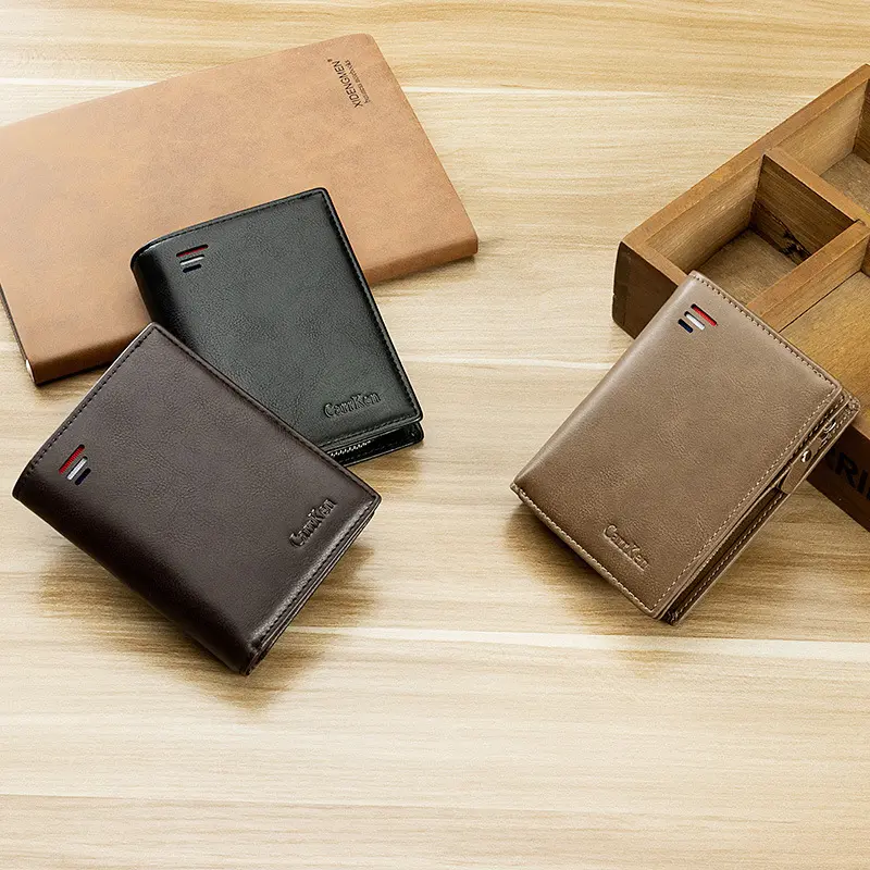 Men Short Wallet Multifunctional Credit Card Holder Zipper Coin Purse Quality PU Leather Gentleman Business Square Money Bag
