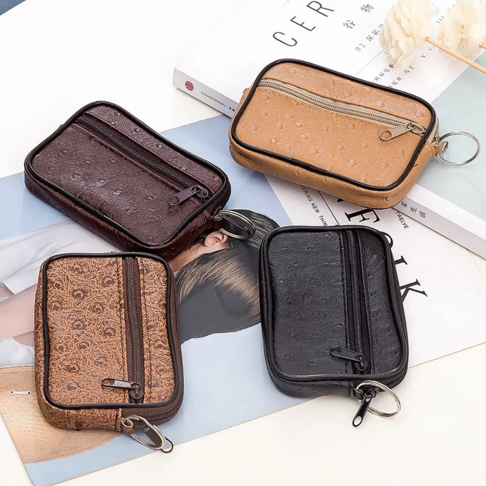 Fashion PU Leather Square Money Bag Card Bag Small Coin Purse Key Holder Man Wallet Storage Bag Mini Zero Money Bag