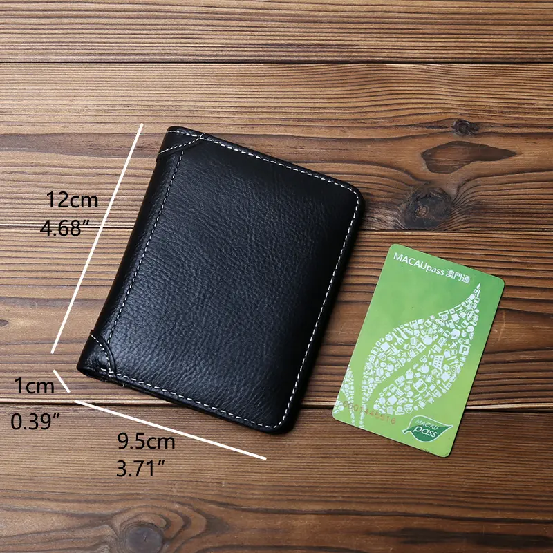 NZPJ Thin Men's Leather Wallet Short Wallet Vertical Top Layer Cowhide Card Holder Men's Coin Purse Bank Card Holder