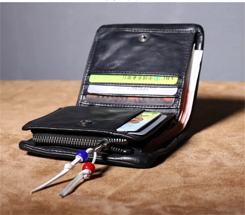 PNDME simple luxury genuine leather men's black short wallet casual natural soft real cowhide daily card holder coin purse
