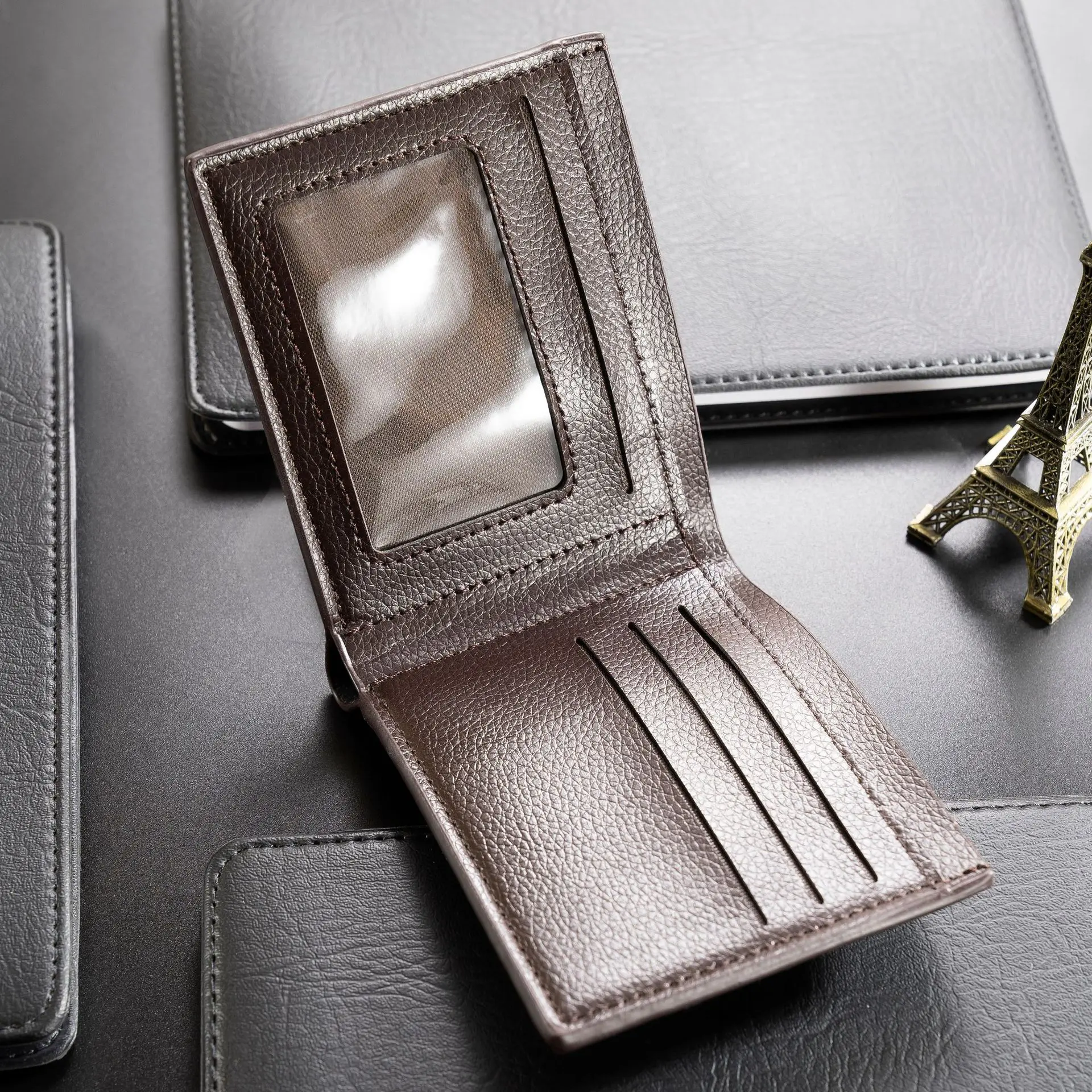 Men's Short Wallet Retro Leather Horizontal Wallet Card Holder Classic Slim Money Purses Multi-functional Business Coin Purse