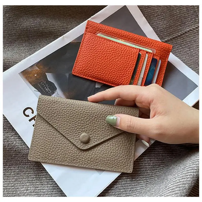 Ultra-Thin Genuine Leather Card Holder Faion mat Design  Color PU Material Functional Small Bag for Men And Women