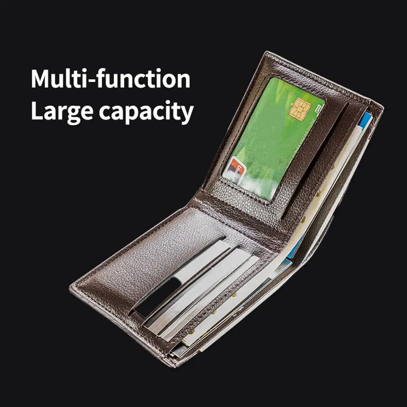 Men's Short Wallet Retro Leather Horizontal Wallet Card Holder Classic Slim Money Purses Multi-functional Business Coin Purse