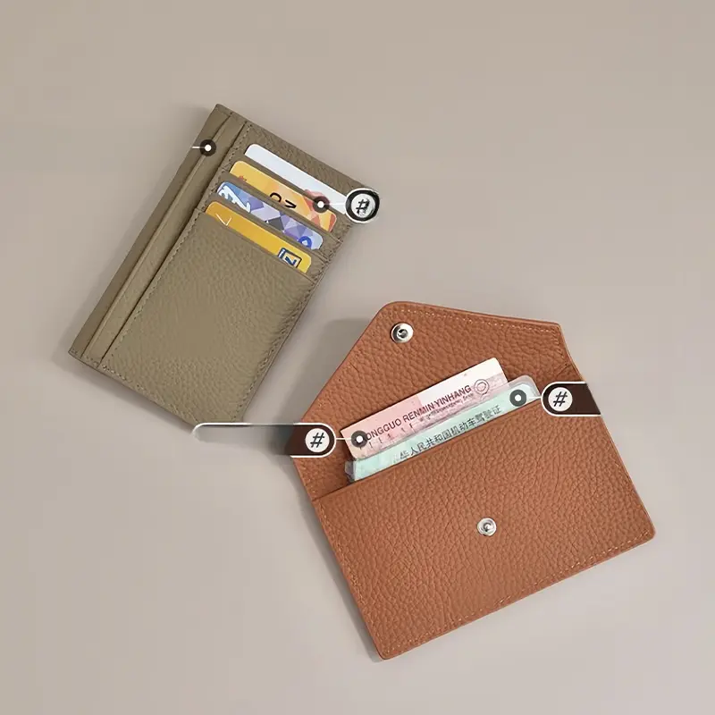 Ultra-Thin Genuine Leather Card Holder Faion mat Design  Color PU Material Functional Small Bag for Men And Women