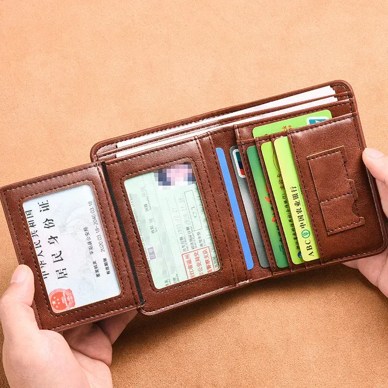 Luxury Designer Men's Wallet PU Leather Credit Card Holder Purse for Men Cardholder Wallets Male Handbag