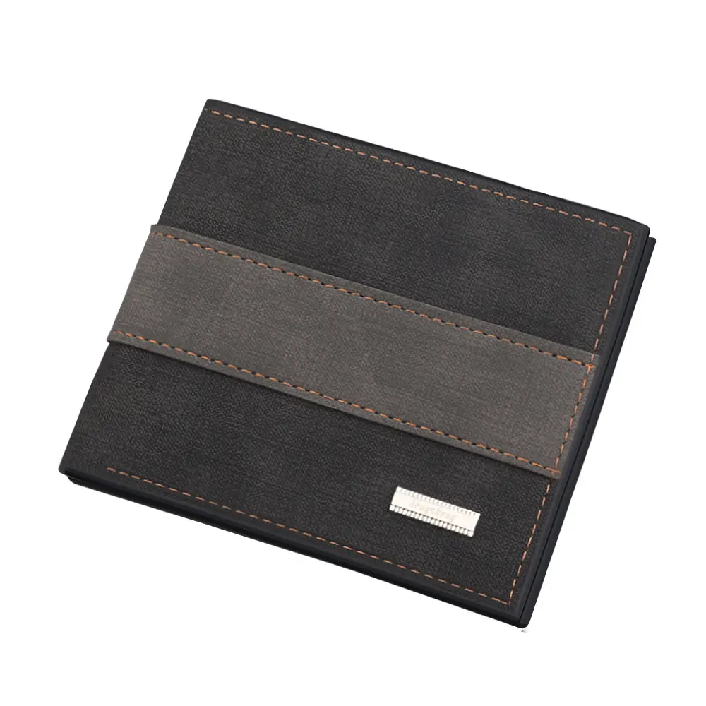 Men Wallet Patchwork PU Leather Small Card Holder Short Wallets Man Purse Card Case Casual Standard Wallet