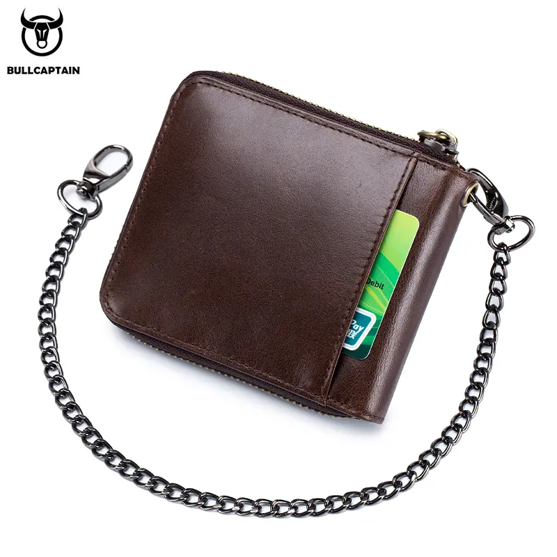 Bullcaptain Cowhide Genuine Leather Men Wallet Coin Purse Small Mini Card Holder Vintage PORTFOLIO Portomonee Male Walet Pocket