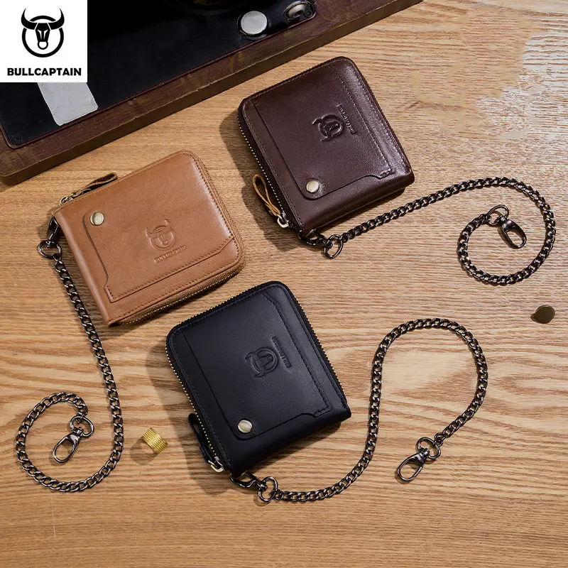Bullcaptain Cowhide Genuine Leather Men Wallet Coin Purse Small Mini Card Holder Vintage PORTFOLIO Portomonee Male Walet Pocket