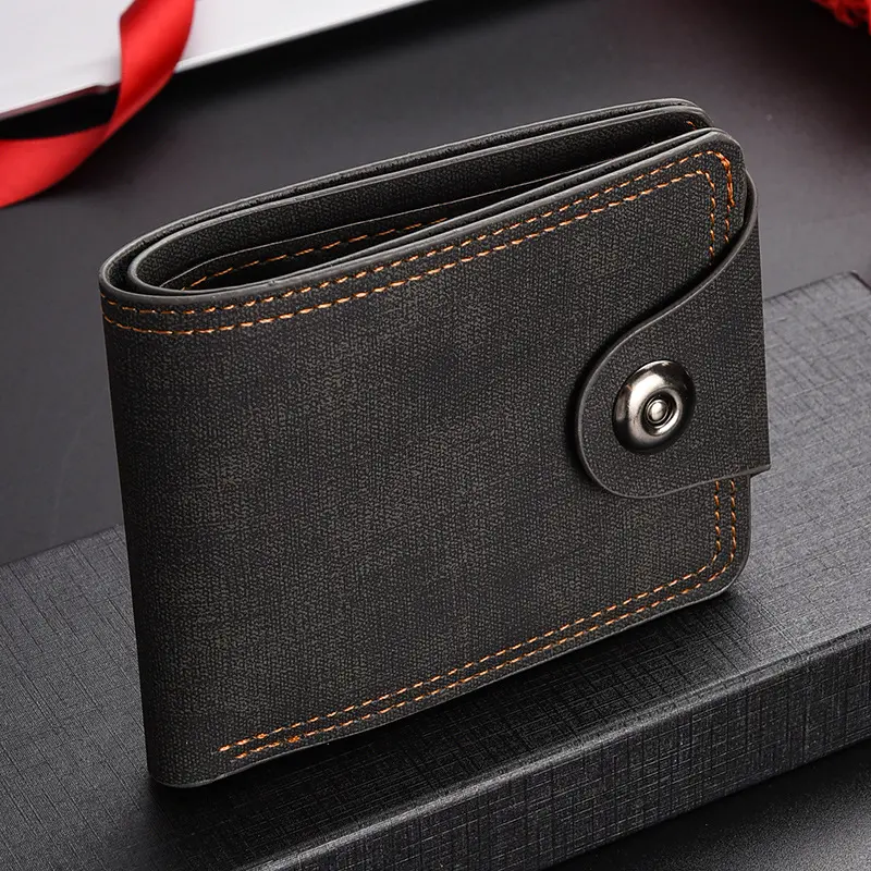 Men's Wallet Soft PU Leather Solid Color Coin Pocket Black/Brown Men Fashion Card Holder Money Bag Purse Small Storage Pouch