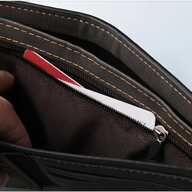 Men Wallet Patchwork PU Leather Small Card Holder Short Wallets Man Purse Card Case Casual Standard Wallet