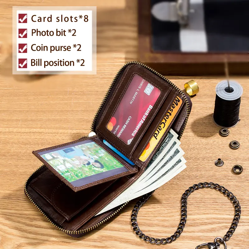 Bullcaptain Cowhide Genuine Leather Men Wallet Coin Purse Small Mini Card Holder Vintage PORTFOLIO Portomonee Male Walet Pocket