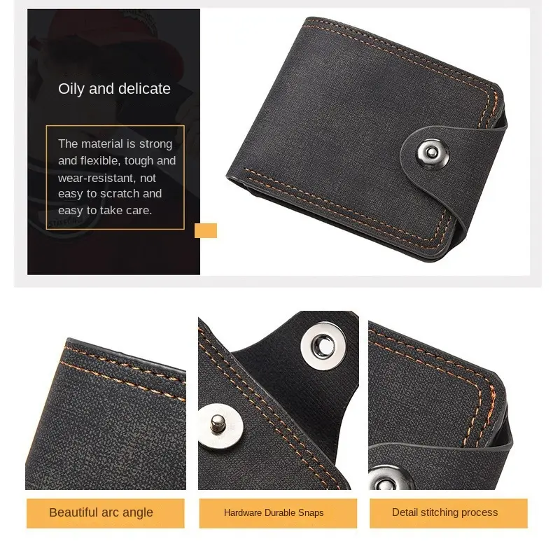 Men's Wallet Soft PU Leather Solid Color Coin Pocket Black/Brown Men Fashion Card Holder Money Bag Purse Small Storage Pouch