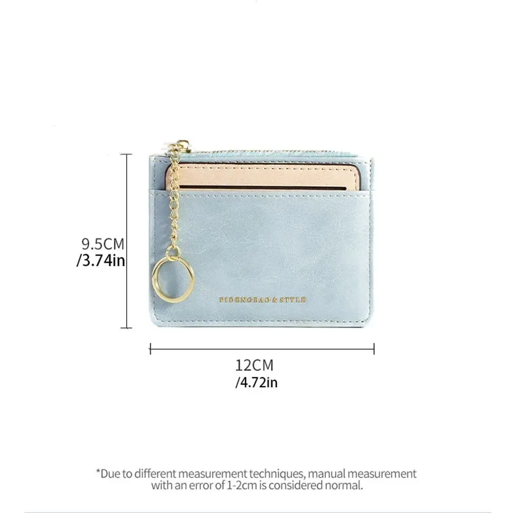 Fashion Design PU Leather Card Bag Mini Wallet Thin Card Holder Solid Color Korean Style Zipper Coin Purse Men