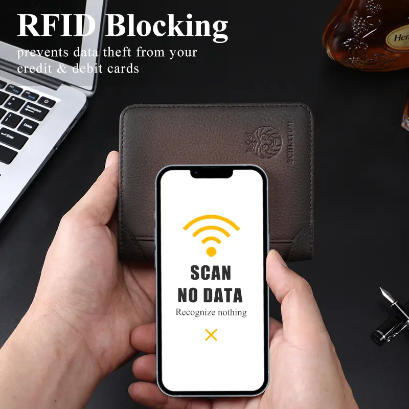 SCHLATUM Genuine Leather Men RFID Blocking short Ultra-thin wallet Retro Large Capacity Credit Card Holder Wallets