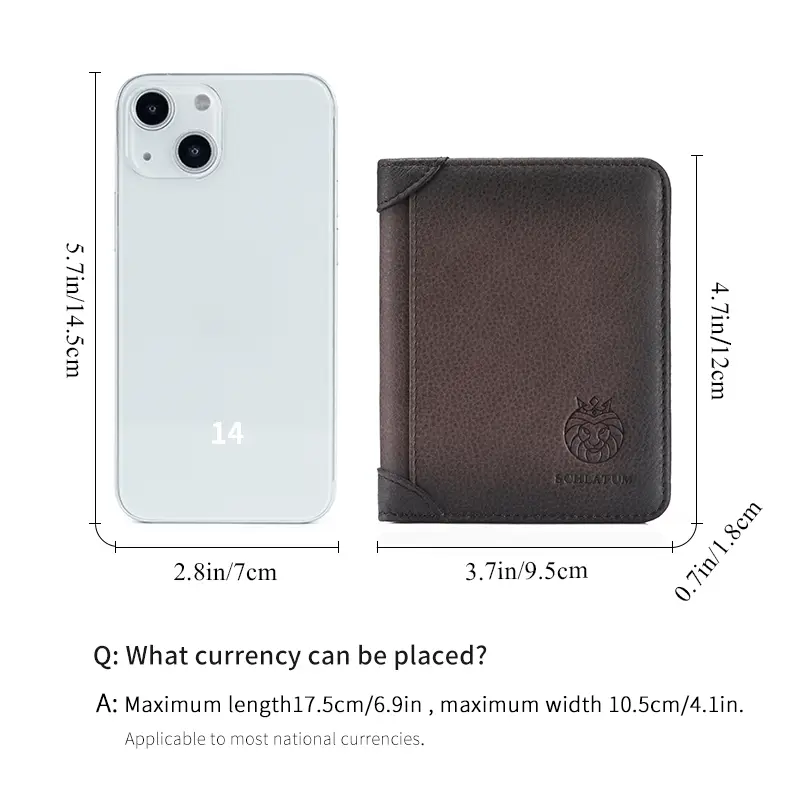 SCHLATUM Genuine Leather Men RFID Blocking short Ultra-thin wallet Retro Large Capacity Credit Card Holder Wallets