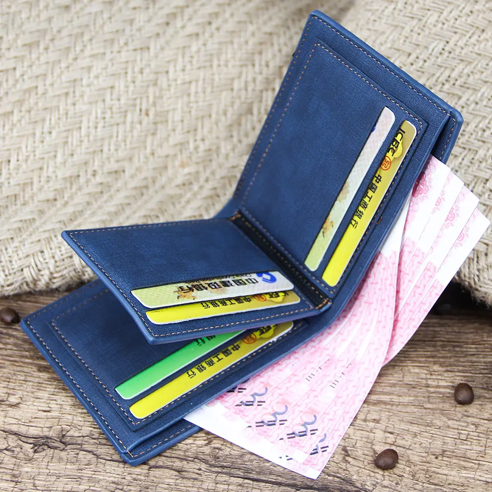 PU Leather Men's Wallet Short Card Holder Purse for Male Portable Luxury Men Billfold Short Wallets Vintage Cardholder