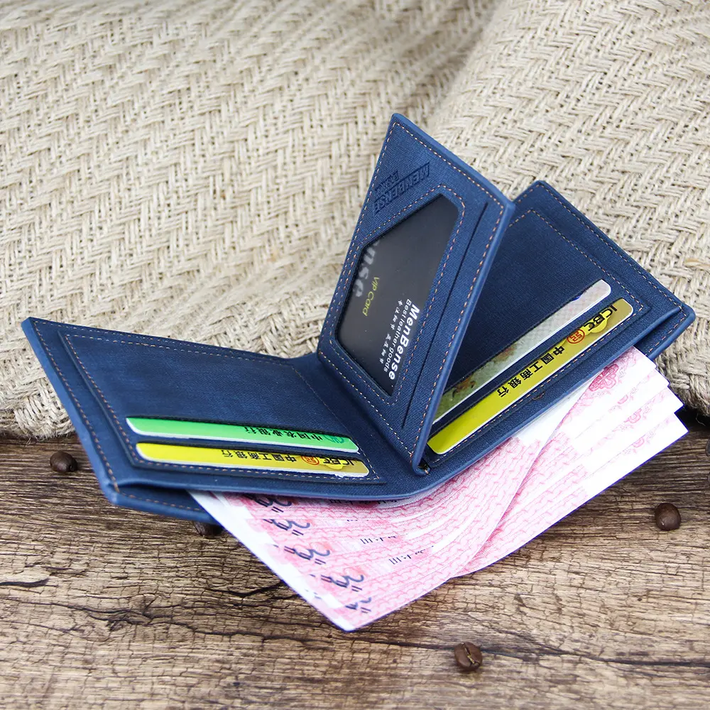 PU Leather Men's Wallet Short Card Holder Purse for Male Portable Luxury Men Billfold Short Wallets Vintage Cardholder