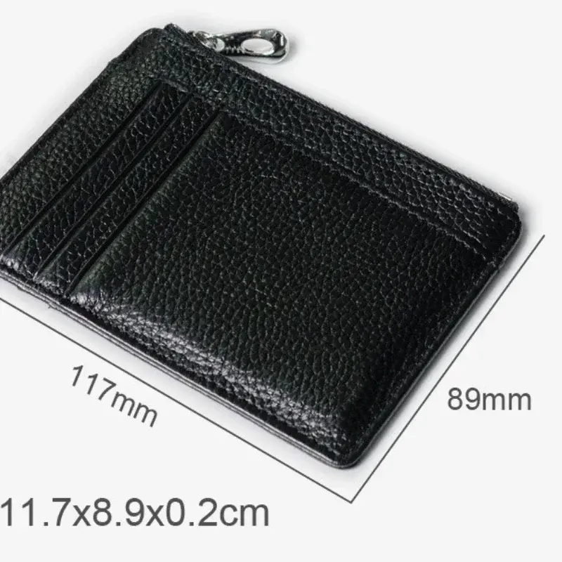 New Thin Genuine Leather Mini Bank Credit Card Wallet Id Card Holder Men's Small Wallet Thin Sleeve Zipper Short Coin Wallets