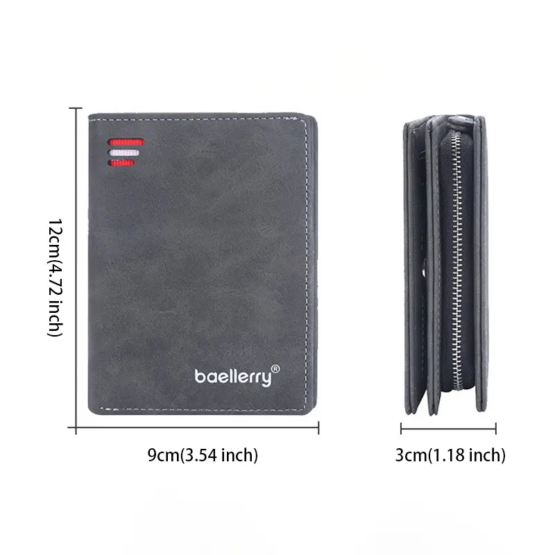 Business Wallets for Men Card Holder Purses PU Leather Short Handbags and Wallet with Zip Coin Pocket Cardholder