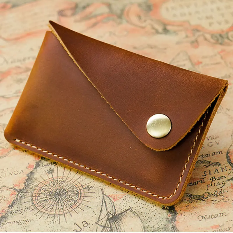 Men's Vintage Genuine Leather Wallet Ultra Thin Mini Credit Card Holder ID Case Cash Pocket Slim Short Wallet High Quality