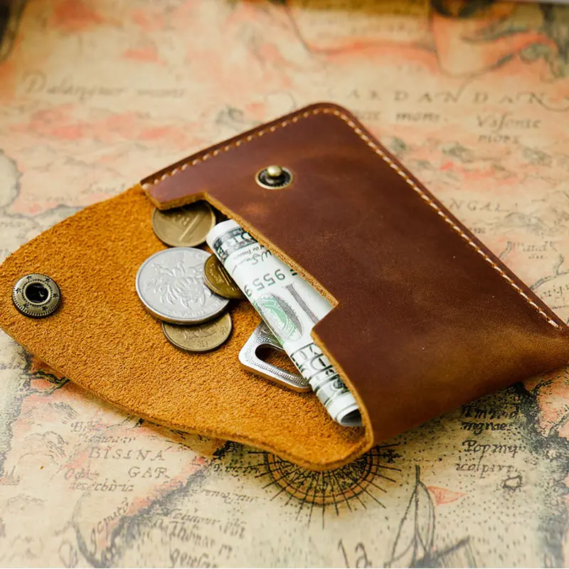Men's Vintage Genuine Leather Wallet Ultra Thin Mini Credit Card Holder ID Case Cash Pocket Slim Short Wallet High Quality
