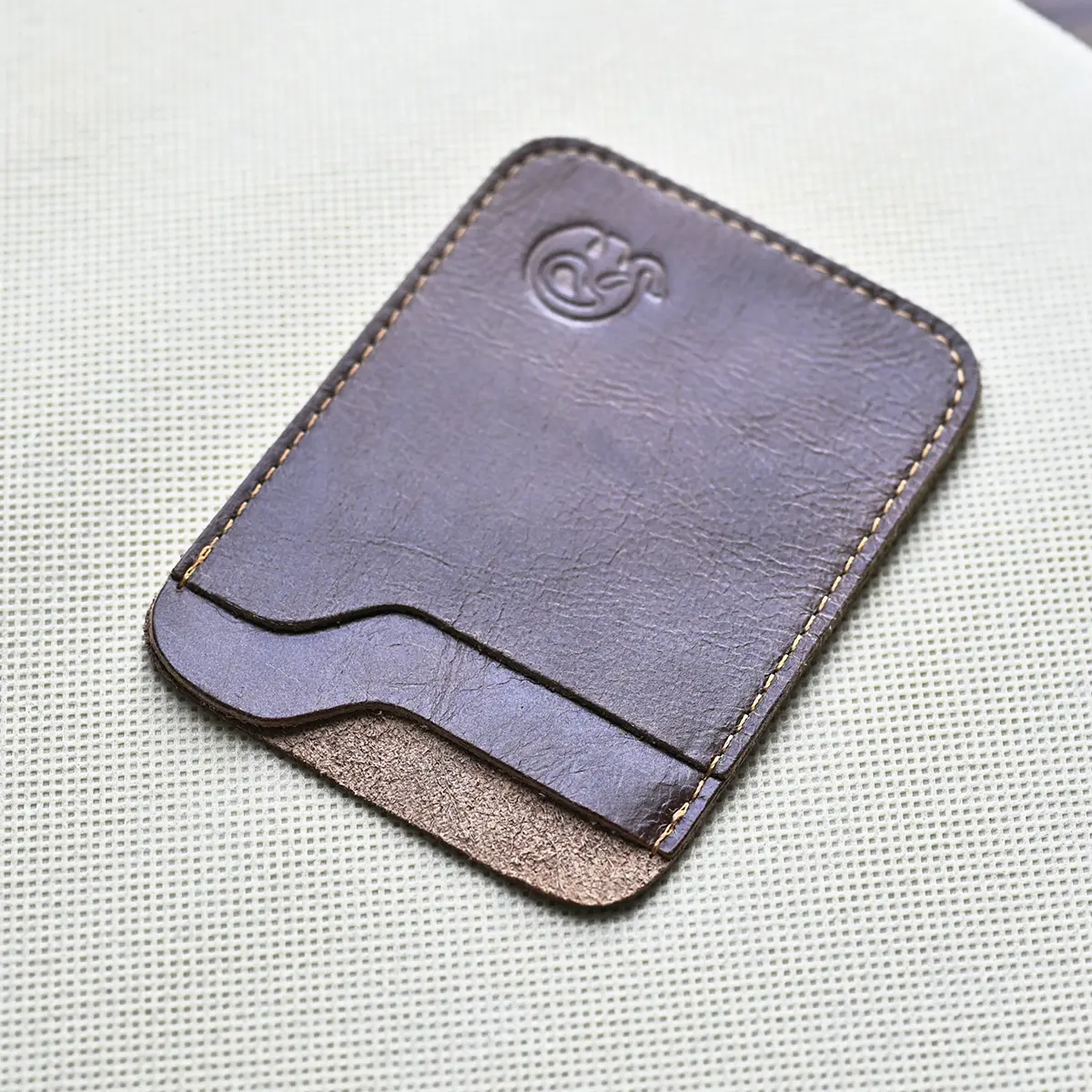 Slim Leather Card Holder Front Pocket Wallet (9.8x7cm) with 2 Card Slots - Genuine Leather Minimalist Card Wallet for Cards