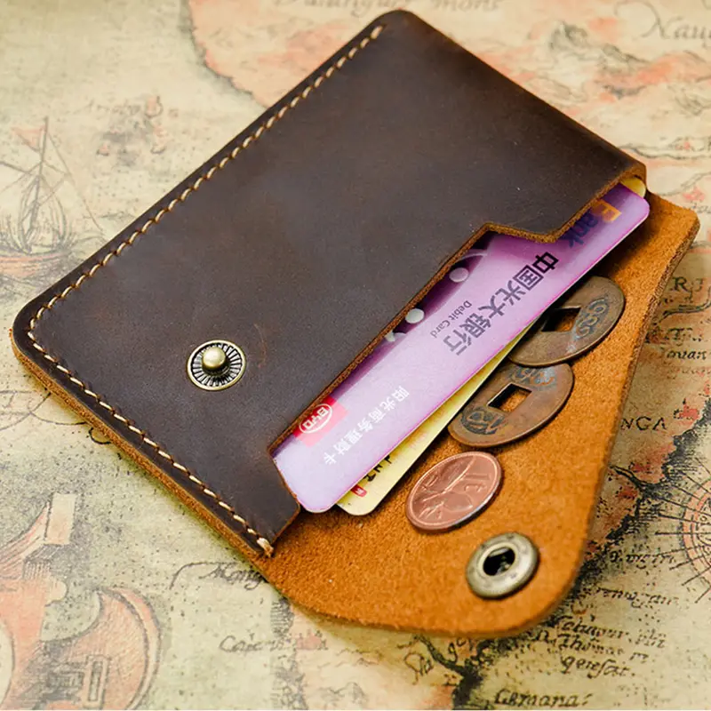 Men's Vintage Genuine Leather Wallet Ultra Thin Mini Credit Card Holder ID Case Cash Pocket Slim Short Wallet High Quality