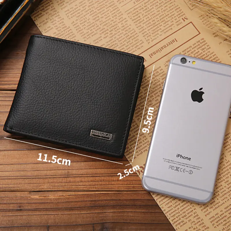 Genuine Leather Men Wallets Coin Pocket Card Holder Simple Quality Male Wallets Concise Short Black Credit Card Holder Purses
