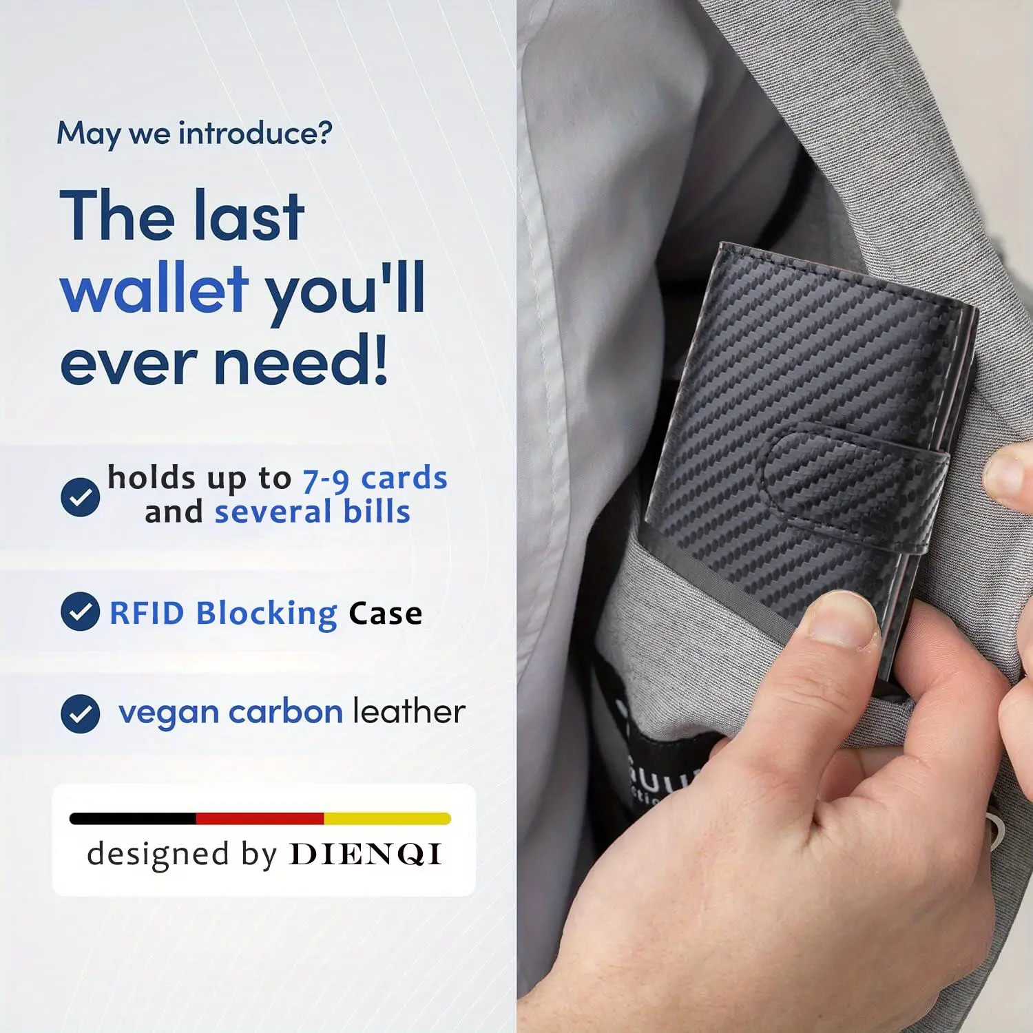 Rfid Microfiber Leather Men Wallets Short Leather Wallets Carbon Fiber Slim Card Holder Wallet Black Minimalist Wallet for Men
