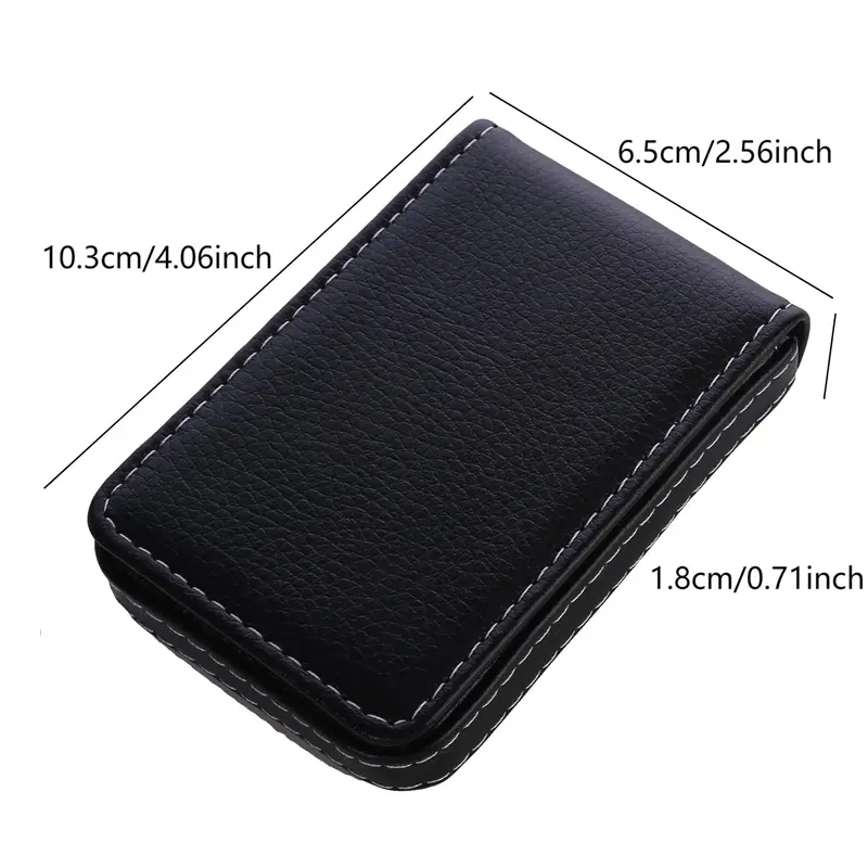 Business Card Holder, Vertical Version PU Leather Business Card Case Pocket Business Name Card Holder With Magnetic Shut