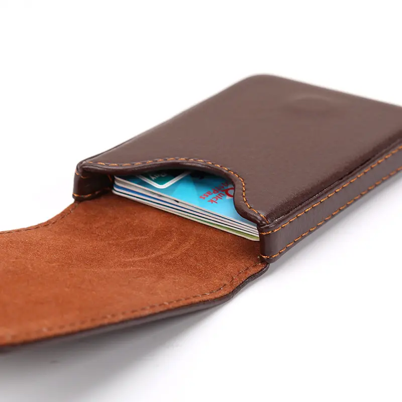 Business Card Holder, Vertical Version PU Leather Business Card Case Pocket Business Name Card Holder With Magnetic Shut