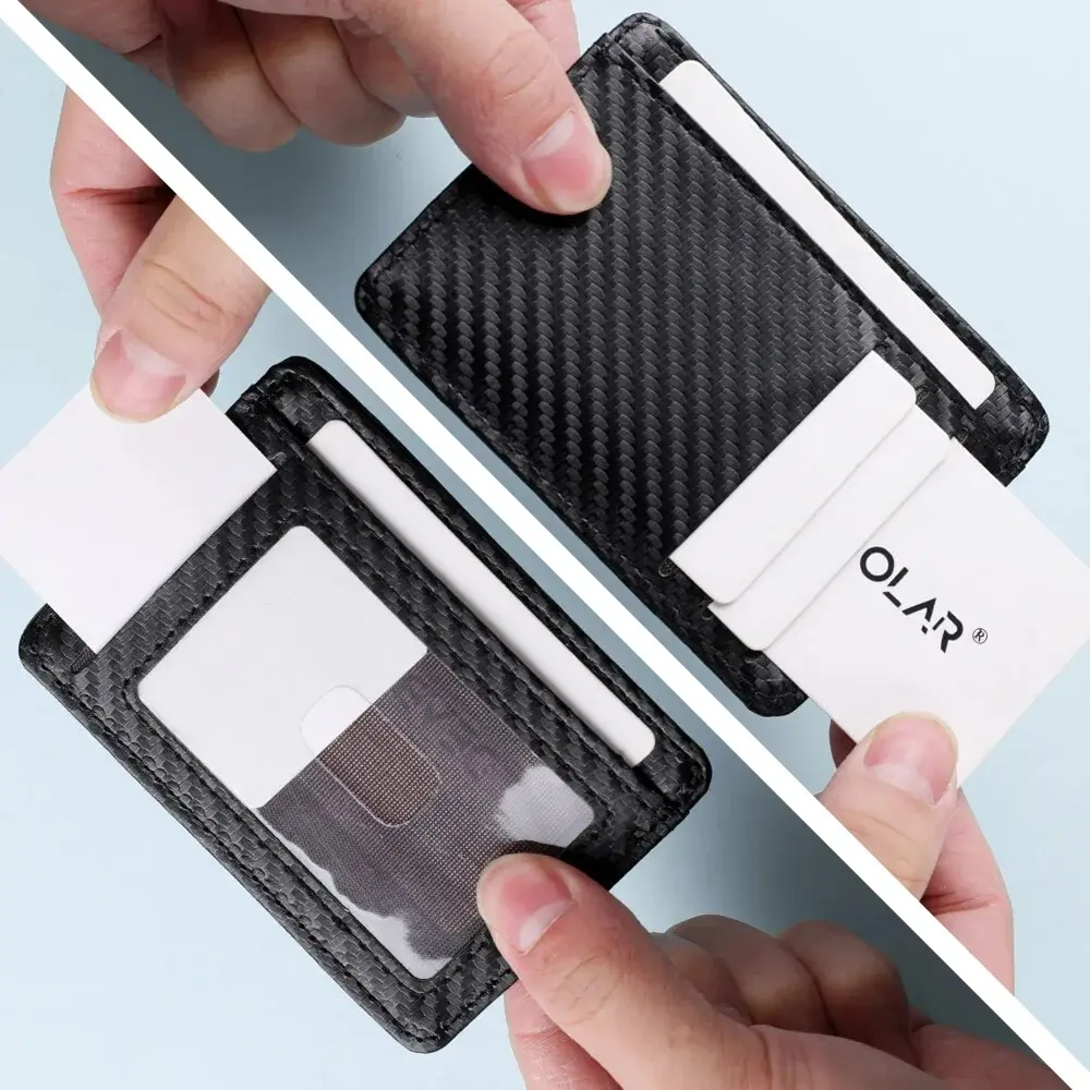 Men's Ultra-thin RFID Blocking PU Leather Wallet Credit Card ID Card Holder Portable Men's Minimalist Business Card