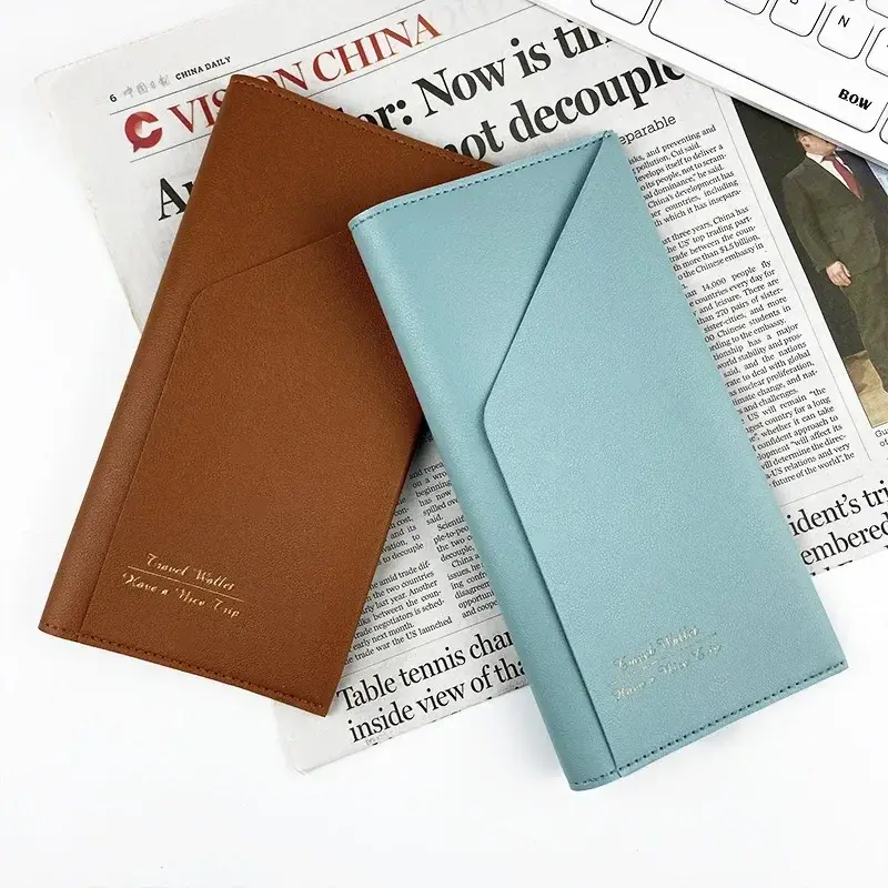 New Solid Travel Document Bag Pu Leather Multifunctional Passport Case Ticket Holder Business ID/Credit Card Bags