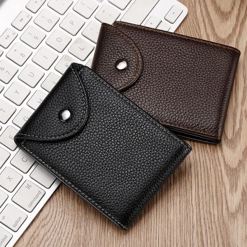 Portable Ultra-Thin Wallet for Men Genuine Leather Driver's License Cover Mini ID Credit Card Holders Male Small Short Purses