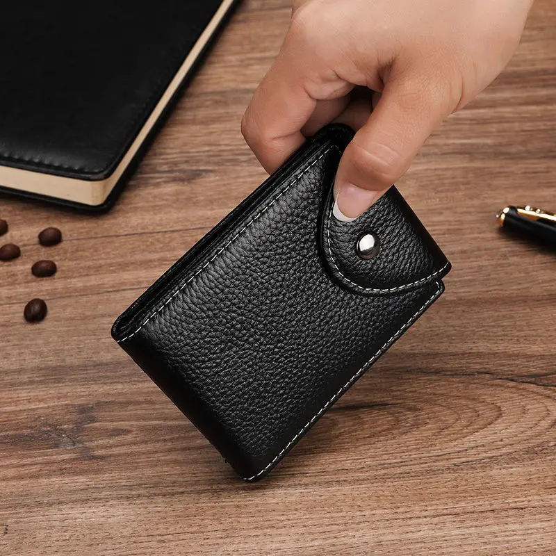 Portable Ultra-Thin Wallet for Men Genuine Leather Driver's License Cover Mini ID Credit Card Holders Male Small Short Purses