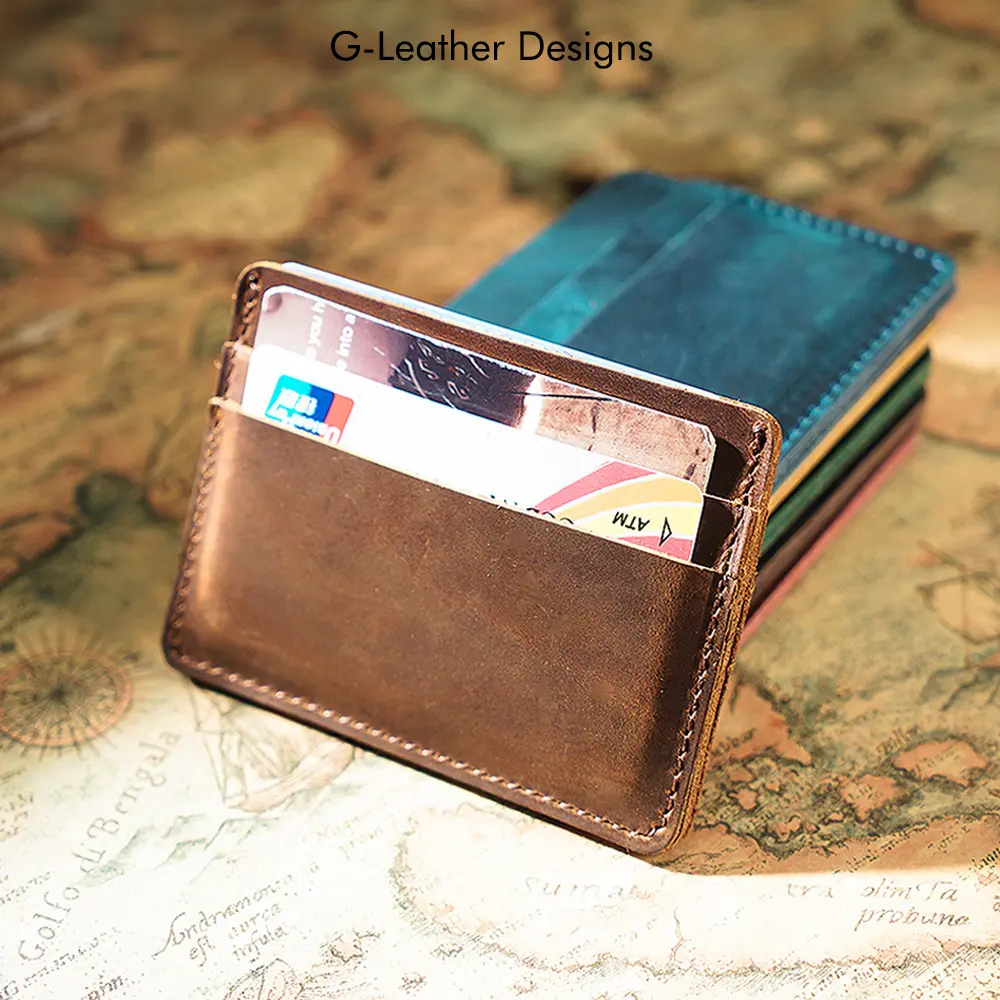 Genuine Leather Men Card Holders Cases Vintage Crazy Horse Leather Business Credit Card Wallet