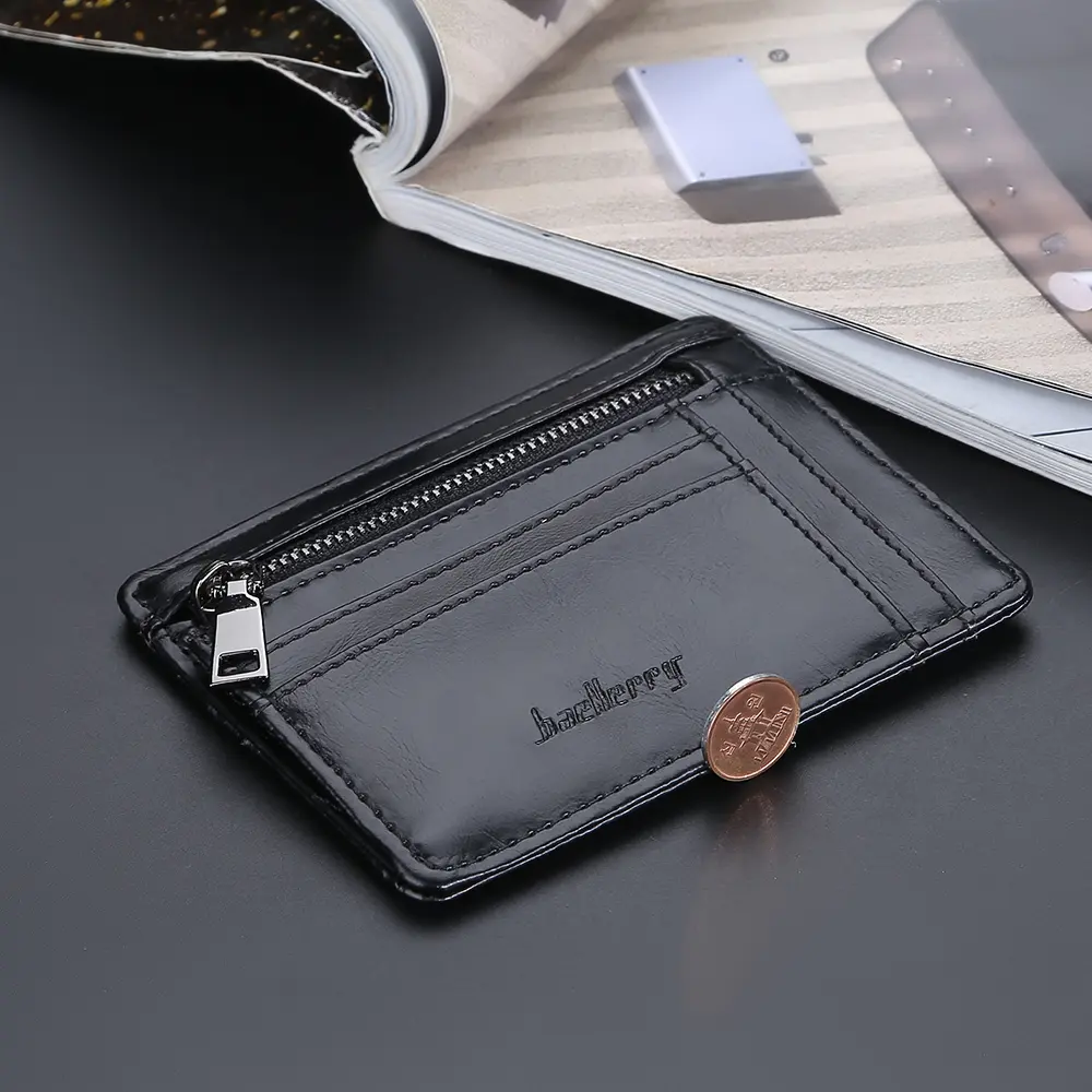 New Men's Card Super Slim Wallet Short pu Leather Retro Card Holder Money Small Minimalist Purse Coins