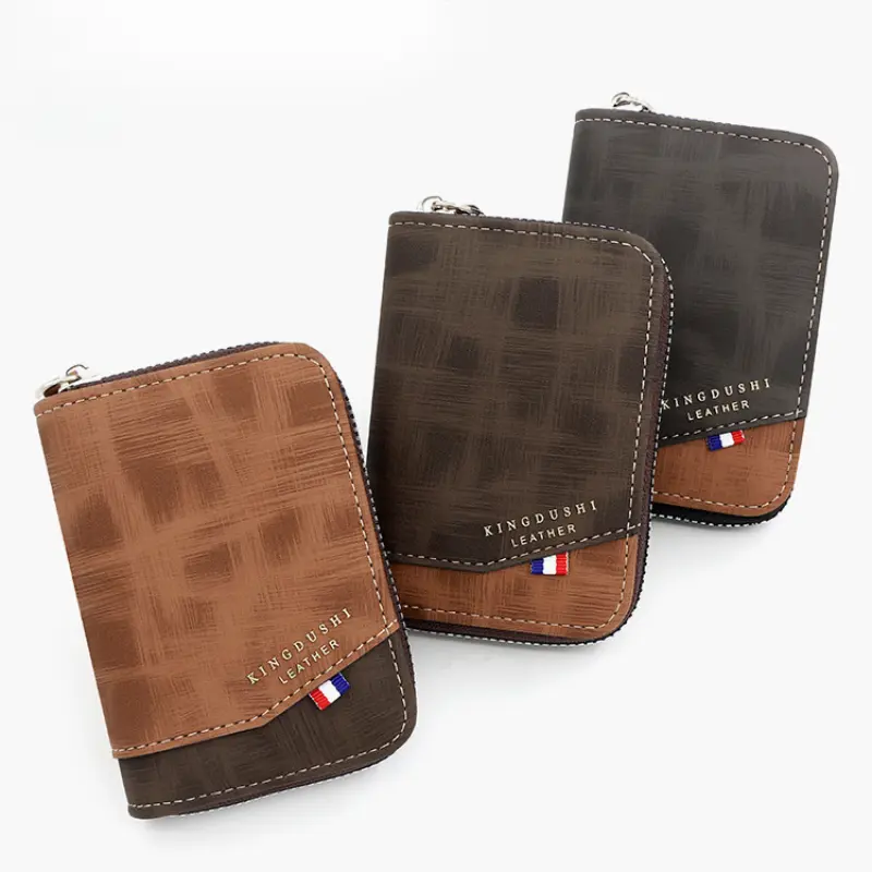 1pc Men's PU Leather Casual Card Holder, Zipper Coin Purse, Slim Multi-Card Design - Perfect Valentines Gift for Him