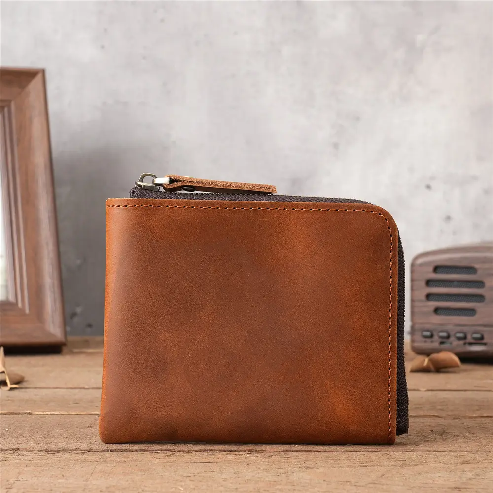 Japan Style 100% Genuine Leather Men Wallet Small Mini Card Holder Male Wallet Pocket Purse Wallet for Men Brown High Quality