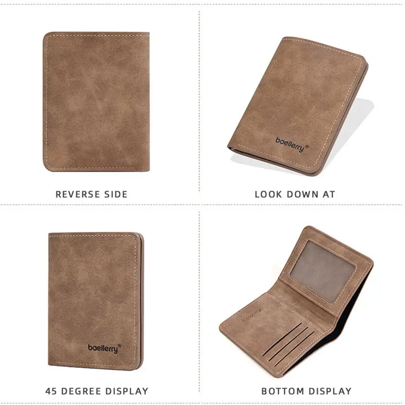 Thin Sanded Leather Multi-Card Driver's License Card Holder Simple Casual New Business Multi-Function Bifold Men's Short Wallet