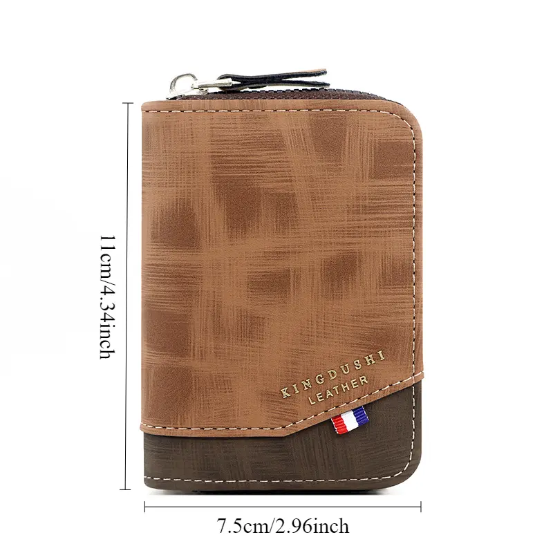 1pc Men's PU Leather Casual Card Holder, Zipper Coin Purse, Slim Multi-Card Design - Perfect Valentines Gift for Him
