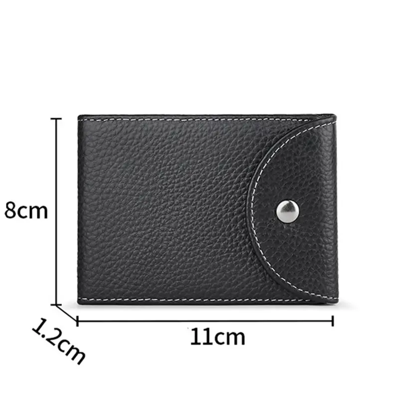 Black Driver's License Leather Case with Buckle Genuine  Slim Wallet Bank Credit Card Cover Multi Slot Mini Purse for Man