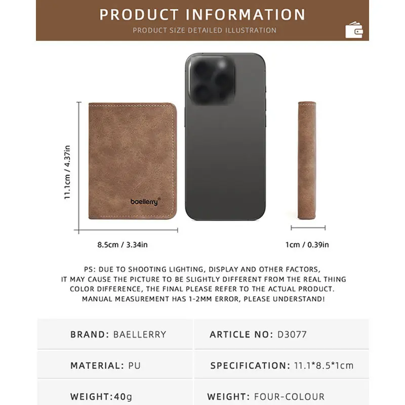 Thin Sanded Leather Multi-Card Driver's License Card Holder Simple Casual New Business Multi-Function Bifold Men's Short Wallet