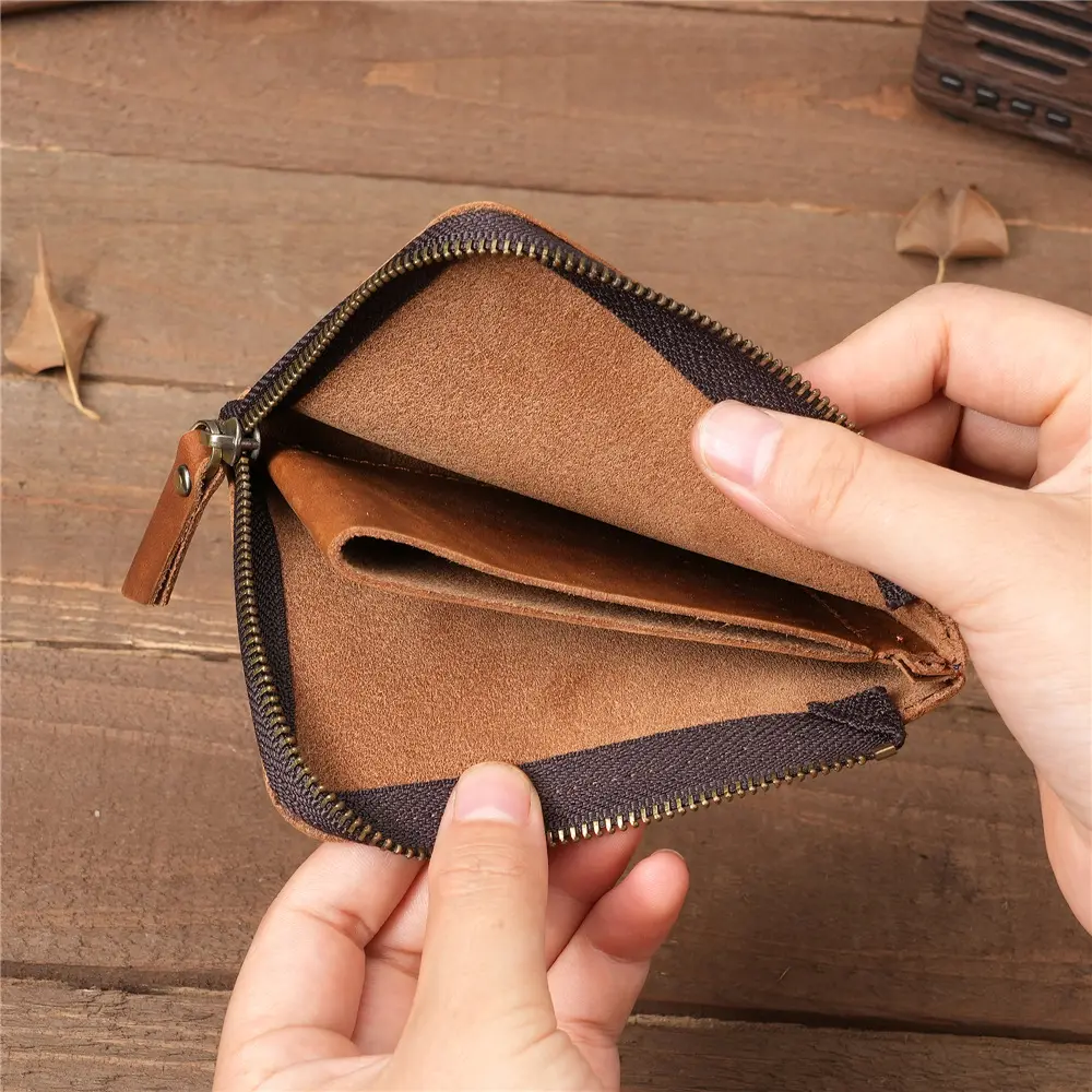 Japan Style 100% Genuine Leather Men Wallet Small Mini Card Holder Male Wallet Pocket Purse Wallet for Men Brown High Quality