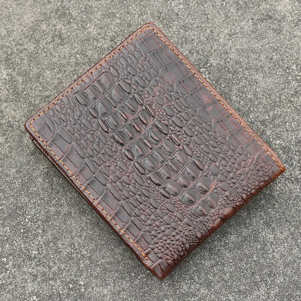 Crocodile Pattern Wallet Men Genuine Leather Small  Short Men Wallets Credit Card Holders Coin Pocket Purse Alligator